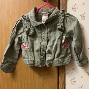 Nannette kids green jean jacket with butterflies